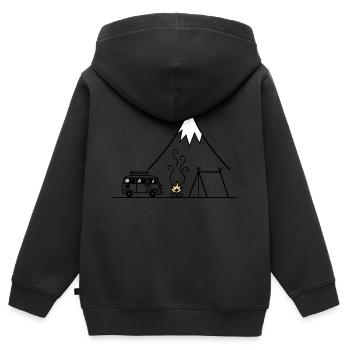 Lagerfeuer Camping Trip - Kinder Premium Organic Zip Hoodie - Schwarz - Hinten - AI Model Kid Male (0cm)
