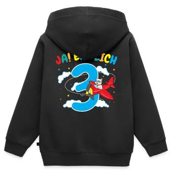 3. Geburtstag Katze Flugzeug Flieger Geschenk - Kinder Premium Organic Zip Hoodie - Schwarz - Hinten - AI Model Kid Male (0cm)