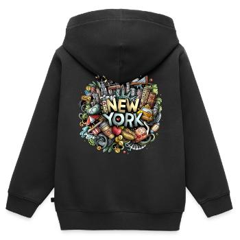 New York City Graffiti NYC Manhattan - Sweat Premium à capuche zippé enfant bio - noir - Dos - AI Model Kid Male (0cm)