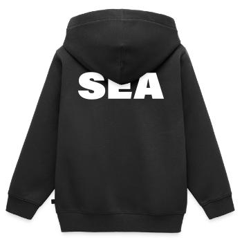 MER - Sweat Premium à capuche zippé enfant bio - noir - Dos - AI Model Kid Male (0cm)
