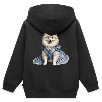 Chien noble - Sweat Premium à capuche zippé enfant bio - noir - Dos - AI Model Kid Male (0cm)