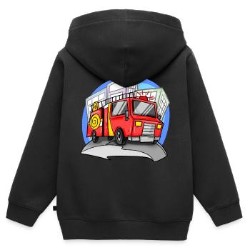 Fire brigade fire engine - Kids Premium Organic Zip-up Hoodie - black - Back - AI Model Kid Male (0cm)