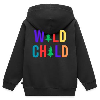 Wild Child Bunt - Kinder Premium Organic Zip Hoodie - Schwarz - Hinten - AI Model Kid Male (0cm)
