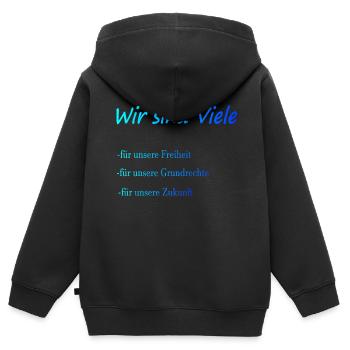 Wir sind Viele für unsere Freiheit, Grundrechte - Kinder Premium Organic Zip Hoodie - Schwarz - Hinten - AI Model Kid Male (0cm)