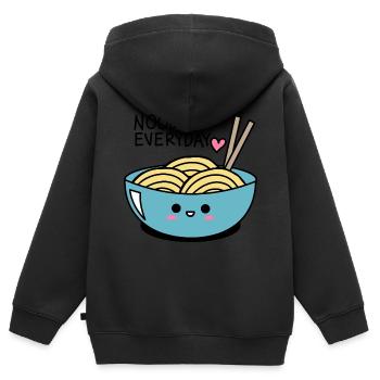 Nudeln jeden Tag - süße und kawaii Nudeln - Kinder Premium Organic Zip Hoodie - Schwarz - Hinten - AI Model Kid Male (0cm)