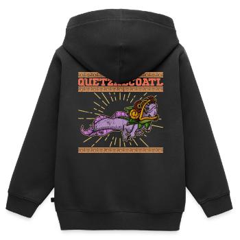 Quetzalcoatl Axolotl Mexique Divinité Aztèque - Sweat Premium à capuche zippé enfant bio - noir - Dos - AI Model Kid Male (0cm)