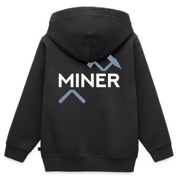 Mineur (maillet et coupe de fer) - Sweat Premium à capuche zippé enfant bio - noir - Dos - AI Model Kid Male (0cm)