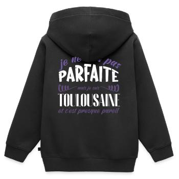 Je ne suis pas parfait mais je suis Toulousain - Sweat Premium à capuche zippé enfant bio - noir - Dos - AI Model Kid Male (0cm)