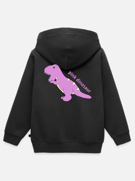 Pinker Dinosaurier - Kinder Premium Organic Zip Hoodie - Schwarz