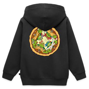 Teenage Mutant Ninja Turtles Pizza Logo - Kinder Premium Organic Zip Hoodie - Schwarz - Hinten - AI Model Kid Male (0cm)