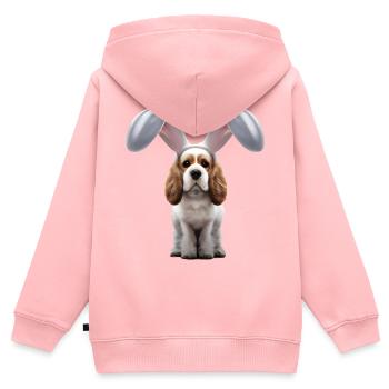 Cocker Spaniel anglais avec oreilles de lapin - Sweat Premium à capuche zippé enfant bio - rose - Dos - AI Model Kid Female (0cm)