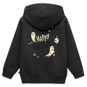 Joyeux halloween - Sweat Premium à capuche zippé enfant bio - noir - Dos - AI Model Kid Male (0cm)