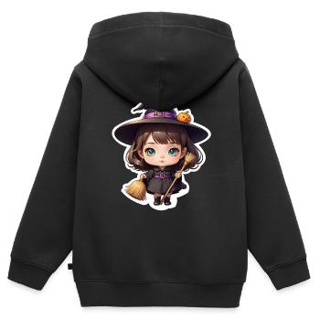 Halloween - cute witch girl with magic hat - Kids Premium Organic Zip-up Hoodie - black - Back - AI Model Kid Male (0cm)