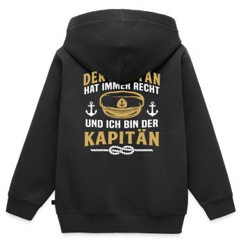 der kapitän - Kinder Premium Organic Zip Hoodie - Schwarz - Hinten - AI Model Kid Male (0cm)