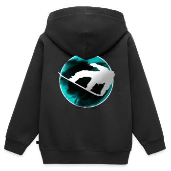 Planche à neige - Sweat Premium à capuche zippé enfant bio - noir - Dos - AI Model Kid Male (0cm)