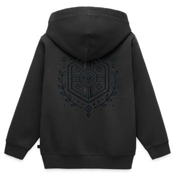 Insigne de bouclier géométrique minimaliste - Sweat Premium à capuche zippé enfant bio - noir - Dos - AI Model Kid Male (0cm)