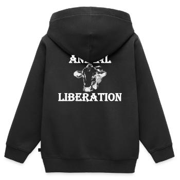 Animal Liberation - Kids Premium Organic Zip-up Hoodie - black - Back - AI Model Kid Male (0cm)