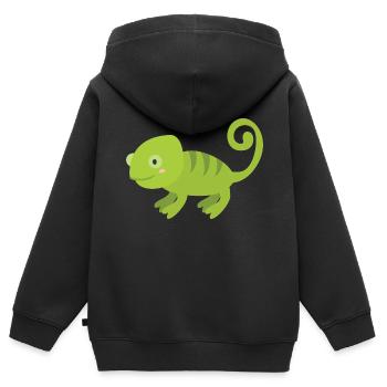 caméléon - Sweat Premium à capuche zippé enfant bio - noir - Dos - AI Model Kid Male (0cm)