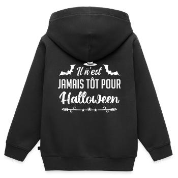 Il n’est jamais tôt pour Halloween - Sweat Premium à capuche zippé enfant bio - noir - Dos - AI Model Kid Male (0cm)