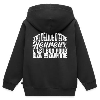 j'ai décidé d être heureux. Idée cadeau. - Sweat Premium à capuche zippé enfant bio - noir - Dos - AI Model Kid Male (0cm)