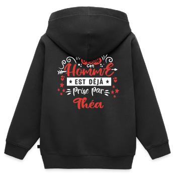 Cadeau Homme déja pris par Théa - Sweat Premium à capuche zippé enfant bio - noir - Dos - AI Model Kid Male (0cm)