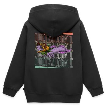 Quetzalcoatl Axolotl Mexique Divinité Aztèque - Sweat Premium à capuche zippé enfant bio - noir - Dos - AI Model Kid Male (0cm)