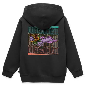 Quetzalcoatl Axolotl Mexique Divinité Aztèque - Sweat Premium à capuche zippé enfant bio - noir - Dos - AI Model Kid Male (0cm)