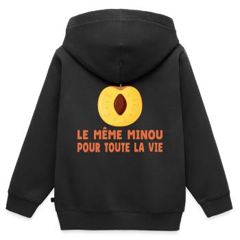 EVG Drôle Le Même Minou pour toute la vie - Sweat Premium à capuche zippé enfant bio - noir - Dos - AI Model Kid Male (0cm)