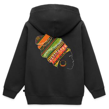 African Woman Kente Headgear Art - Kids Premium Organic Zip-up Hoodie - black - Back - AI Model Kid Male (0cm)
