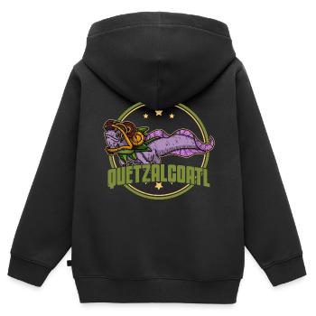 Quetzalcoatl Axolotl Mexique Divinité Aztèque - Sweat Premium à capuche zippé enfant bio - noir - Dos - AI Model Kid Male (0cm)