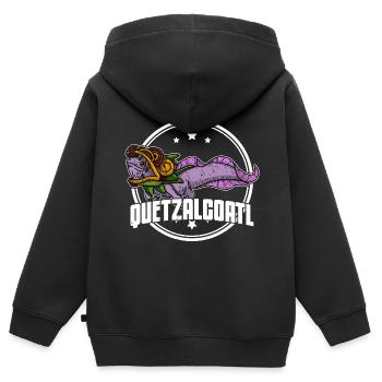 Quetzalcoatl Axolotl Mexiko Azteken Gottheit - Kinder Premium Organic Zip Hoodie - Schwarz - Hinten - AI Model Kid Male (0cm)