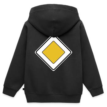 Vorfahrt Schild Straßenschild Straße Verkehr - Kinder Premium Organic Zip Hoodie - Schwarz - Hinten - AI Model Kid Male (0cm)