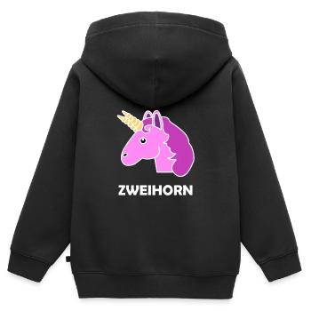 Licorne licorne - Sweat Premium à capuche zippé enfant bio - noir - Dos - AI Model Kid Male (0cm)