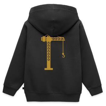 Kran Baustelle - Kinder Premium Organic Zip Hoodie - Schwarz - Hinten - AI Model Kid Male (0cm)