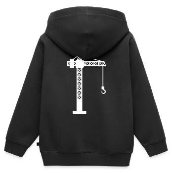Kran Baustelle - Kinder Premium Organic Zip Hoodie - Schwarz - Hinten - AI Model Kid Male (0cm)