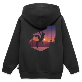 Felsklettern Kletterer Bergsteigen - Kinder Premium Organic Zip Hoodie - Schwarz - Hinten - AI Model Kid Male (0cm)