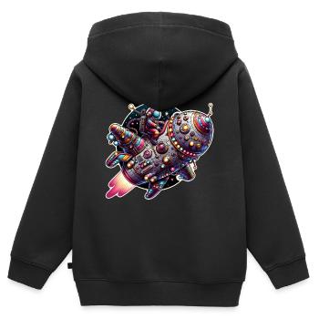 Imaginative whimsical spaceship with astronaut - Kids Premium Organic Zip-up Hoodie - black - Back - AI Model Kid Male (0cm)