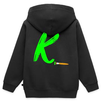 brush grün k - Kinder Premium Organic Zip Hoodie - Schwarz - Hinten - AI Model Kid Male (0cm)
