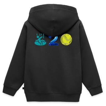 Kugelloch - Rebus - Kinder Premium Organic Zip Hoodie - Schwarz - Hinten - AI Model Kid Male (0cm)