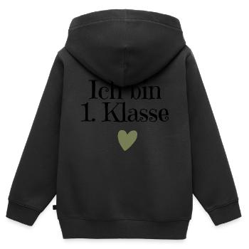 Ich bin 1 Klasse - Kinder Premium Organic Zip Hoodie - Schwarz - Hinten - AI Model Kid Male (0cm)