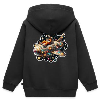 Imaginative whimsical spaceship with astronaut - Kids Premium Organic Zip-up Hoodie - black - Back - AI Model Kid Male (0cm)