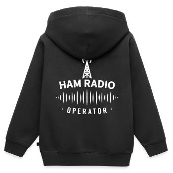 Radio amateur radio amateur RAdio - Sweat Premium à capuche zippé enfant bio - noir - Dos - AI Model Kid Male (0cm)