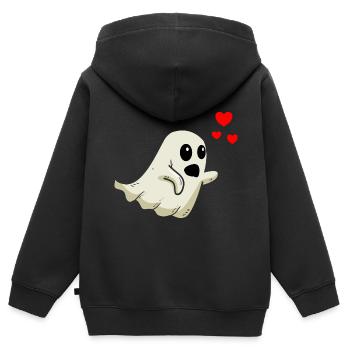 Gespenst Valentinstag - Kinder Premium Organic Zip Hoodie - Schwarz - Hinten - AI Model Kid Male (0cm)