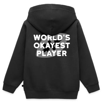 World's okayest player (Football im Hintergrund) - Kinder Premium Organic Zip Hoodie - Schwarz - Hinten - AI Model Kid Male (0cm)
