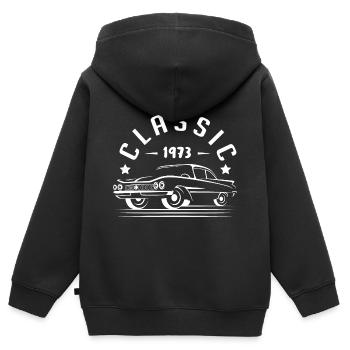 Klassisch 1973. - Kinder Premium Organic Zip Hoodie - Schwarz - Hinten - AI Model Kid Male (0cm)