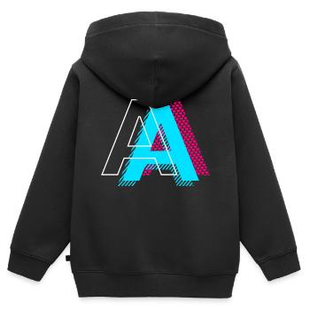 Pop Art Buchstabe A Geschenk - Kinder Premium Organic Zip Hoodie - Schwarz - Hinten - AI Model Kid Male (0cm)