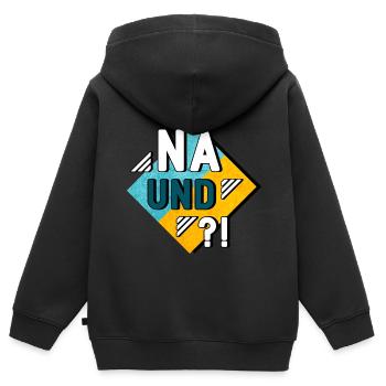 So what - Kids Premium Organic Zip-up Hoodie - black - Back - AI Model Kid Male (0cm)