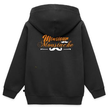 Collection de moustaches, Idée cadeau d'élégance. - Sweat Premium à capuche zippé enfant bio - noir - Dos - AI Model Kid Male (0cm)