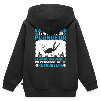 Sois toujours sympa avec un plongeur - Sweat Premium à capuche zippé enfant bio - noir - Dos - AI Model Kid Male (0cm)
