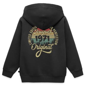August 1971 Geburtstagsgeschenk August 1971 August - Kinder Premium Organic Zip Hoodie - Schwarz - Hinten - AI Model Kid Male (0cm)